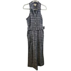 Maeve Anthropologie‎ Plaid Jumpsuit Women's Sleeveless Wide Leg Size 4